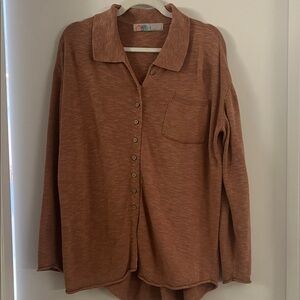 FP Oversized Women's Button Down Shirt in Warm Pink